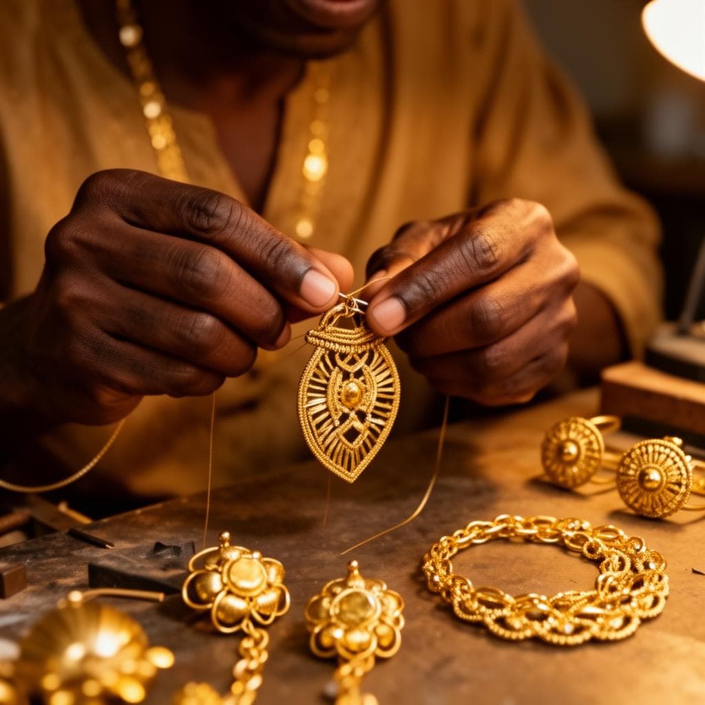 Artisan handcrafting gold jewelry